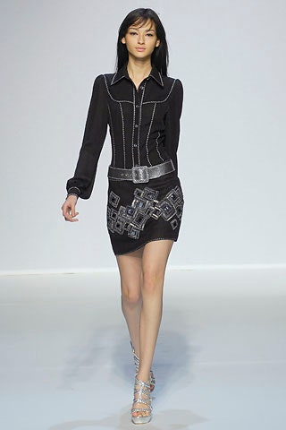 black silk fitted shirt-dress