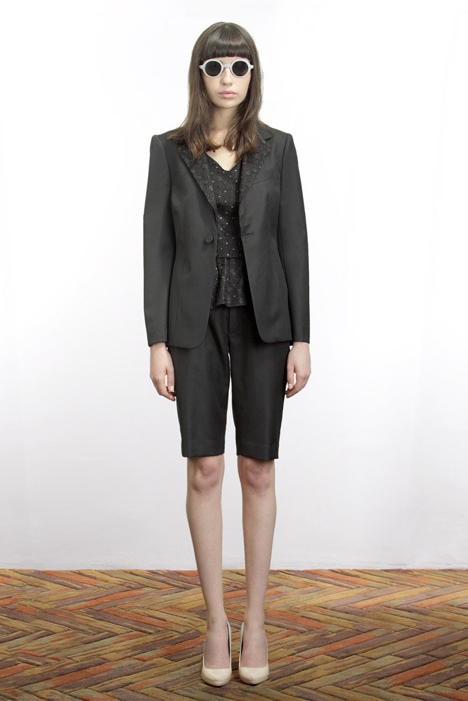 black tailored blazer with shorts