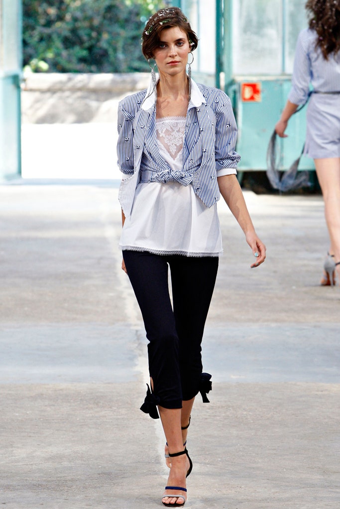 relaxed blue and white striped shirt