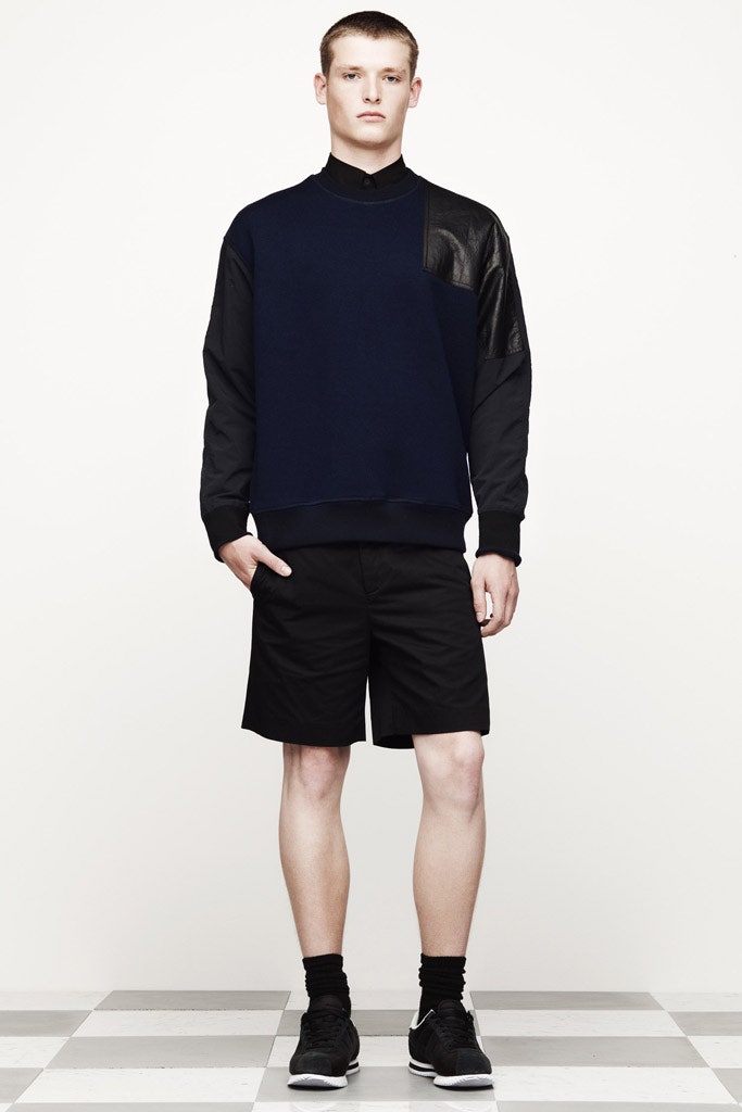 blue cotton long-sleeve collared relaxed zippered sweater