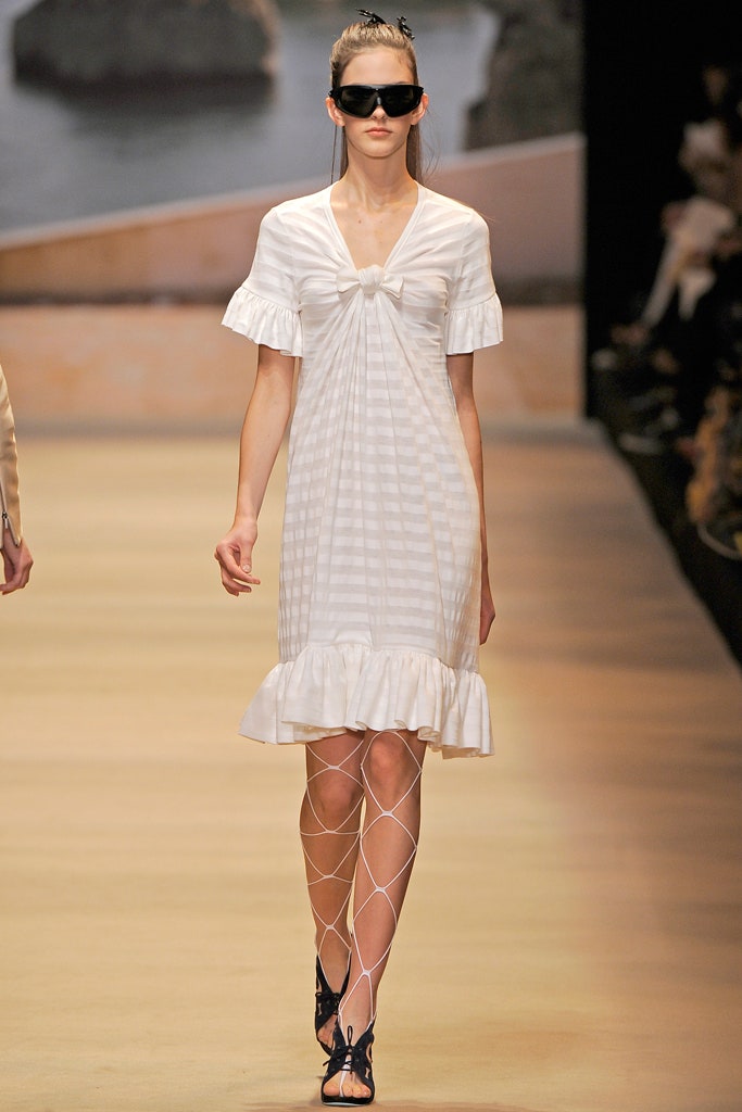 white ruffled short dress