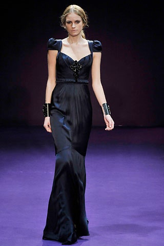black silk fitted gown