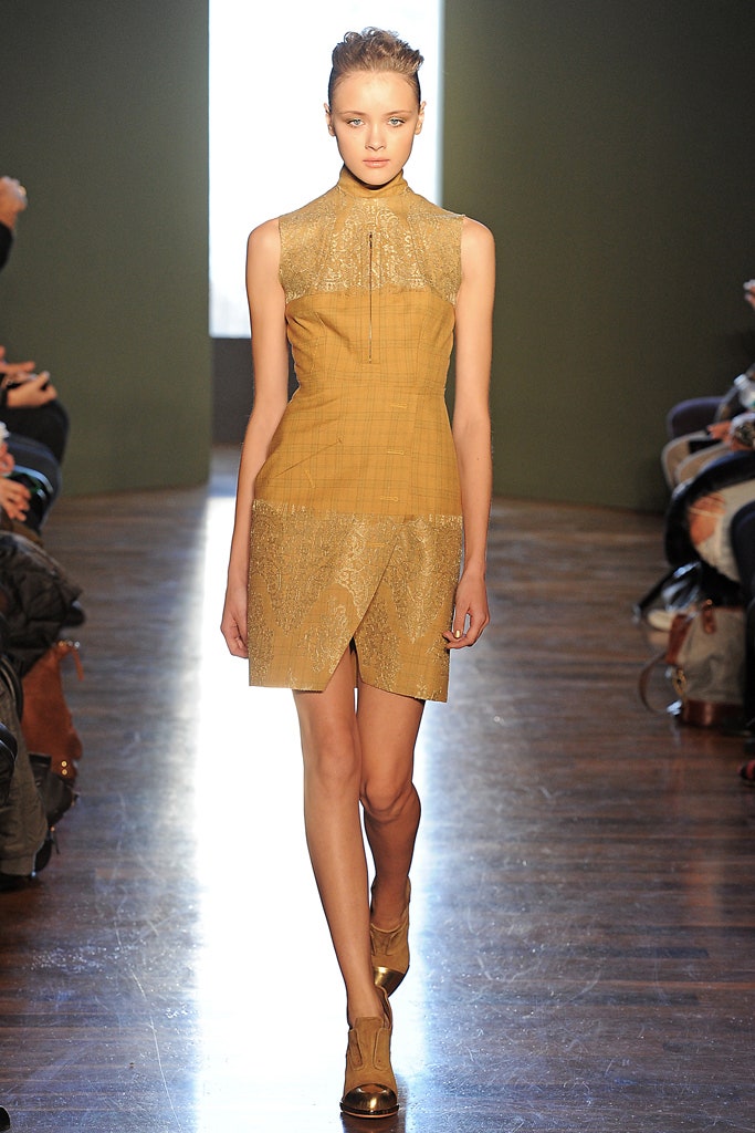 fitted gold silk sleeveless dress