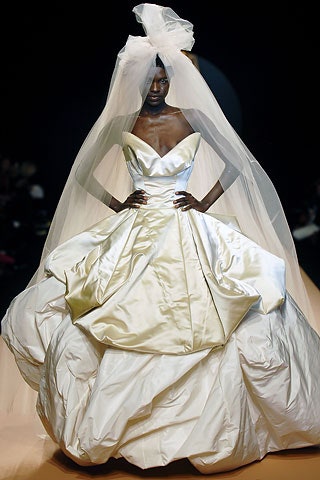 white silk strapless gown with veil