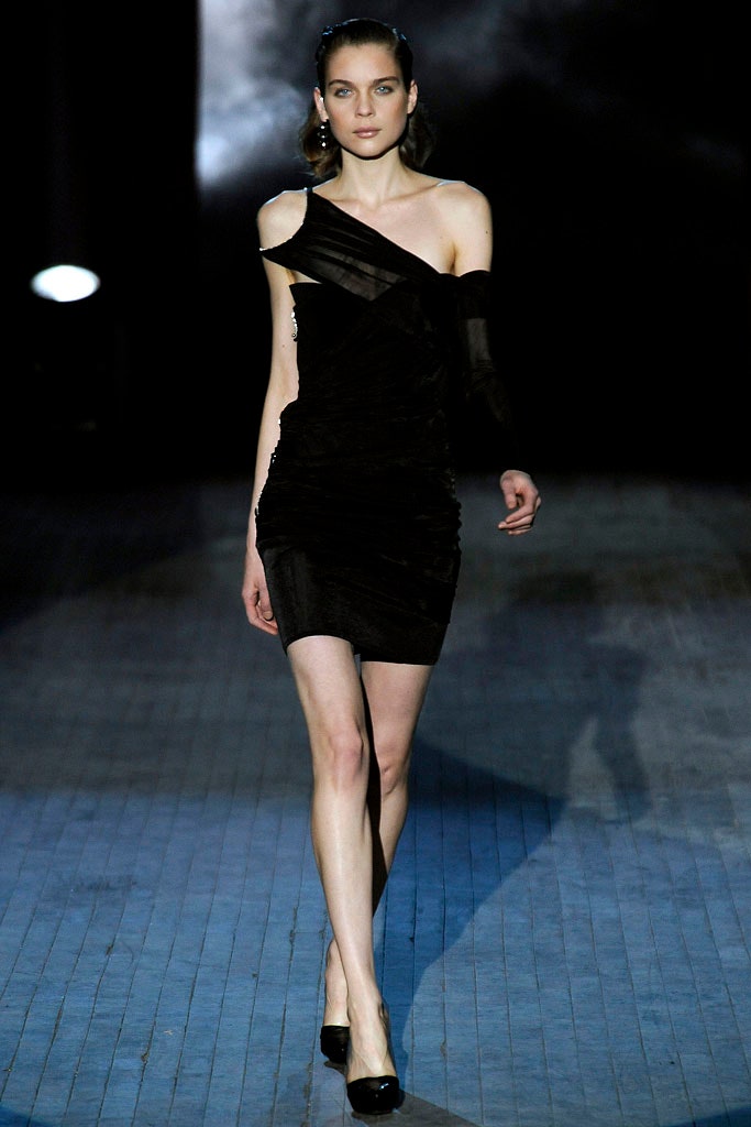 black silk off-shoulder dress