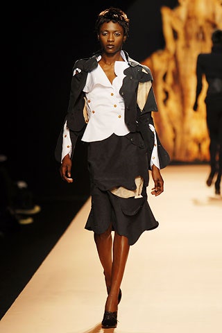 black and white fitted blazer and skirt
