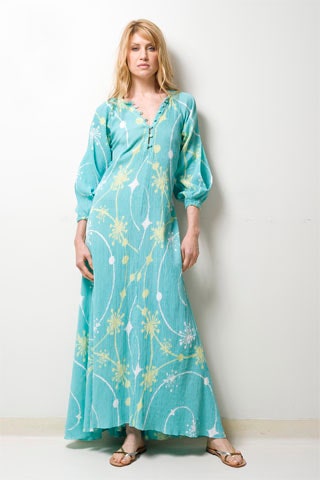 blue printed maxi dress