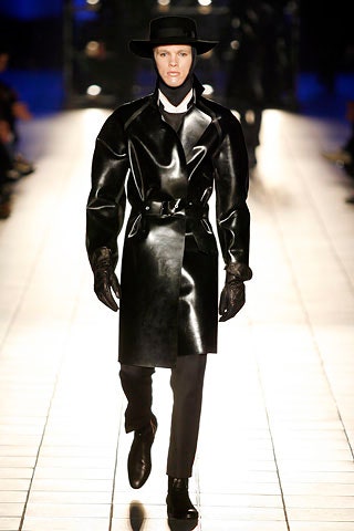 black leather coat and pants