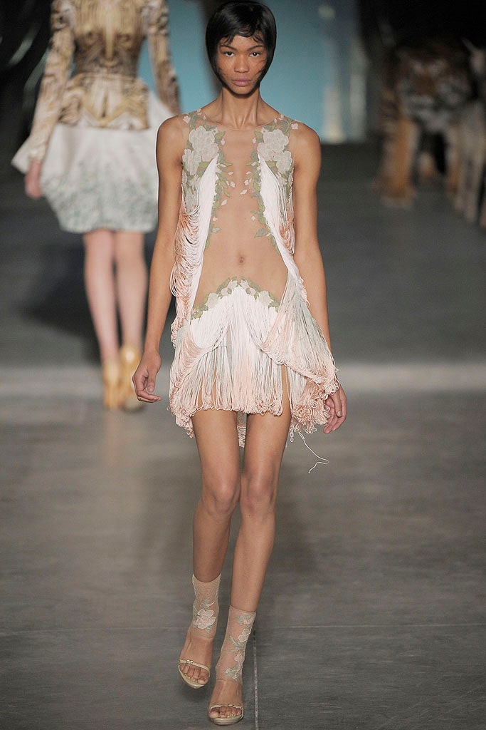 pink silk fringed mini dress