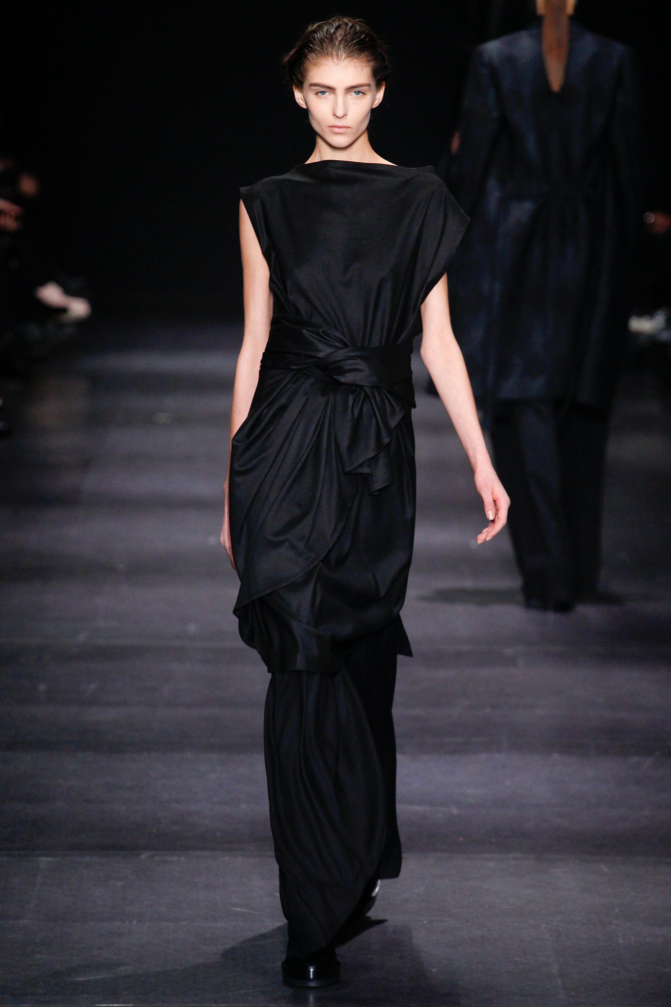 black silk sleeveless dress