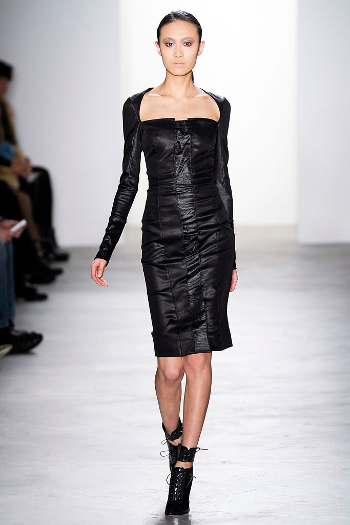 black silk fitted midi dress