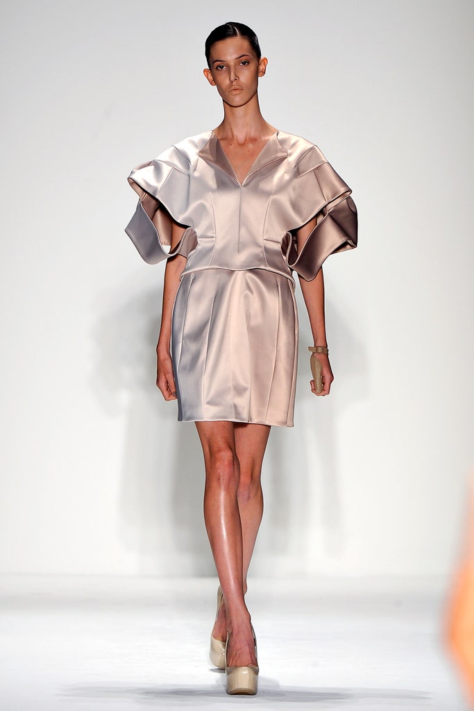 beige satin mini dress