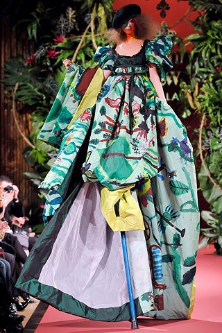 green multi printed flowing dress