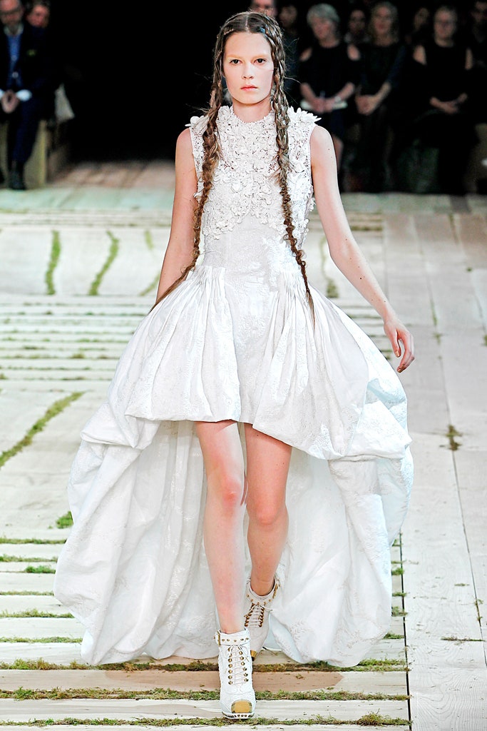 white silk pleated dress