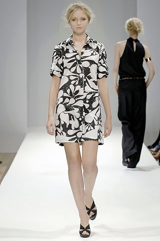 black and white printed shirt-dress