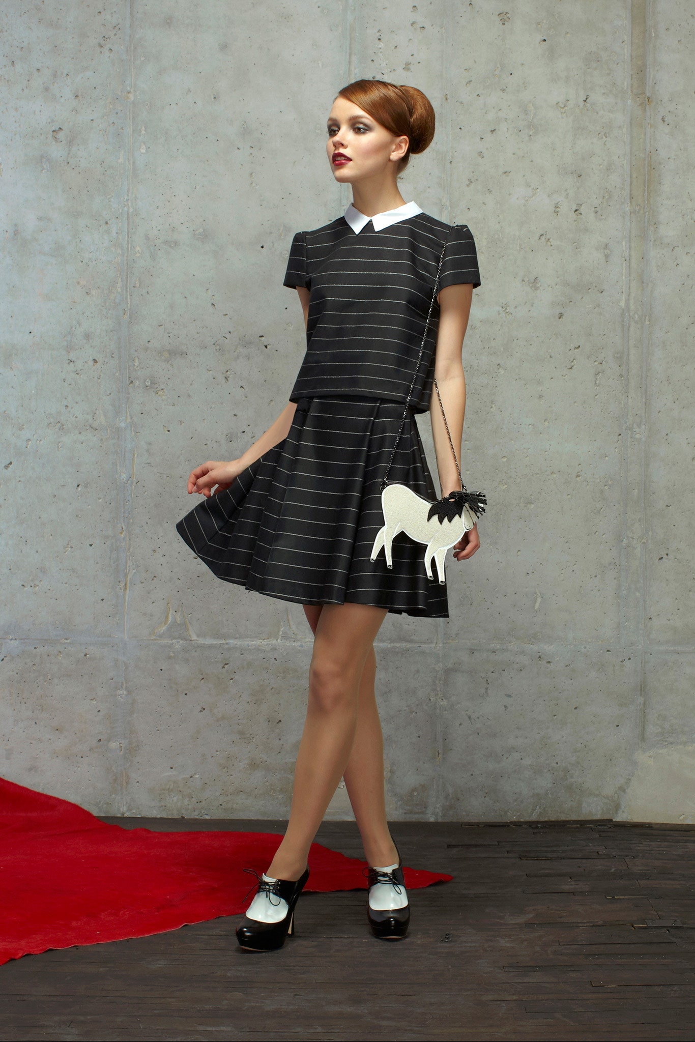 black and white striped mini dress