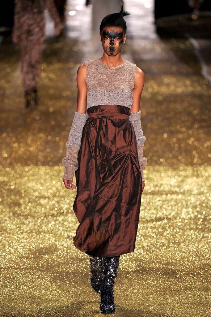 brown silk belted midi dress