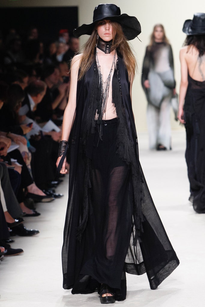 black maxi dress with fringes