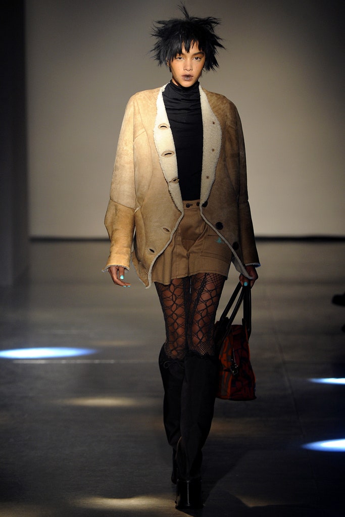 beige suede long-sleeve collared oversized buttoned jacket