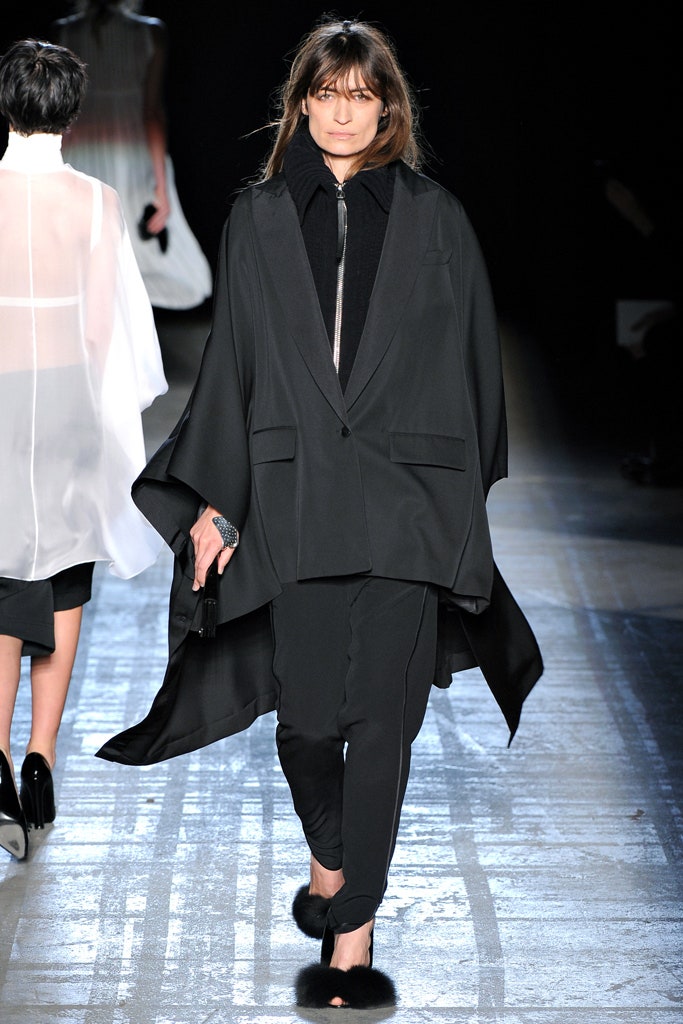 black silk cape and pants