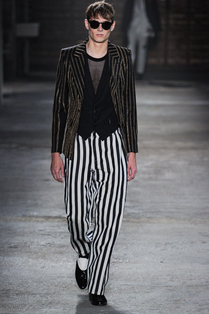 black and gold striped blazer with vest