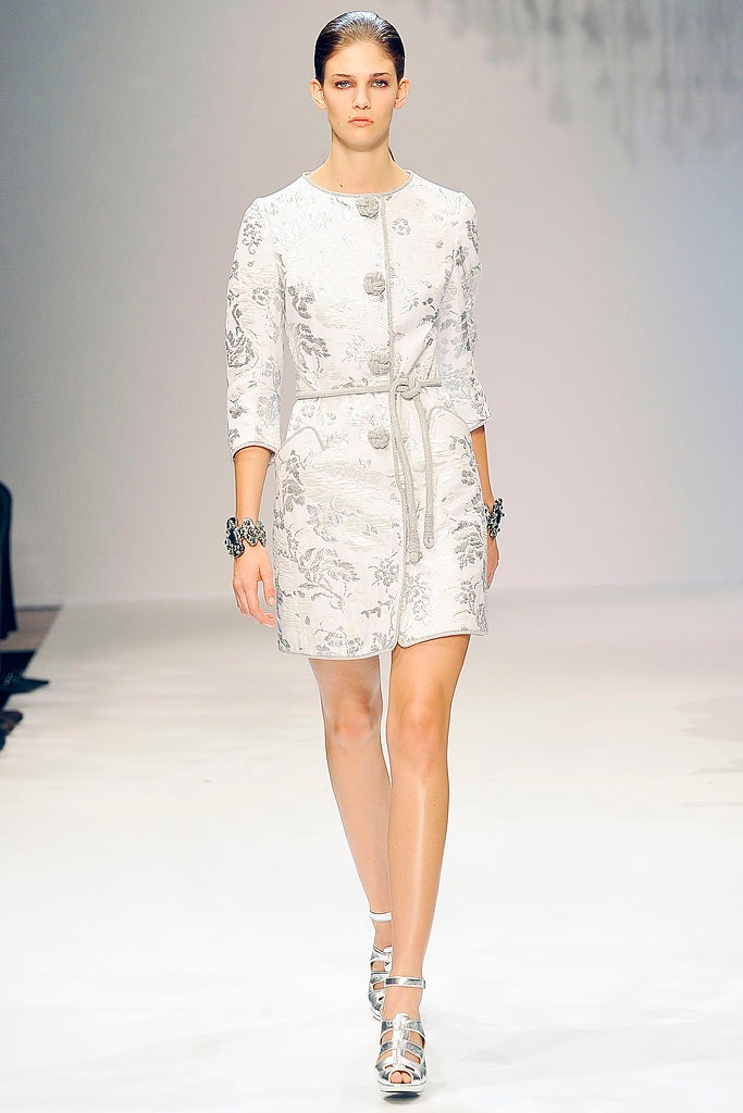 white silk fitted dress