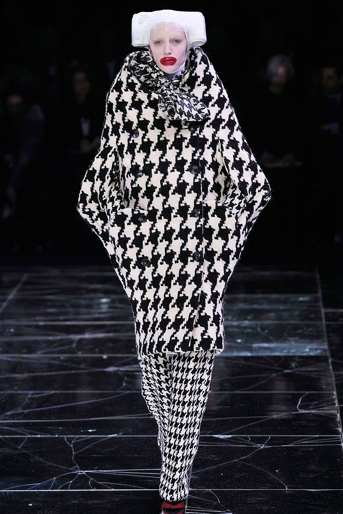 black and white checked coat and pants