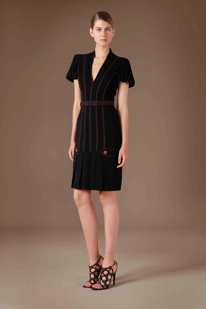black fitted mini dress with cutout shoes
