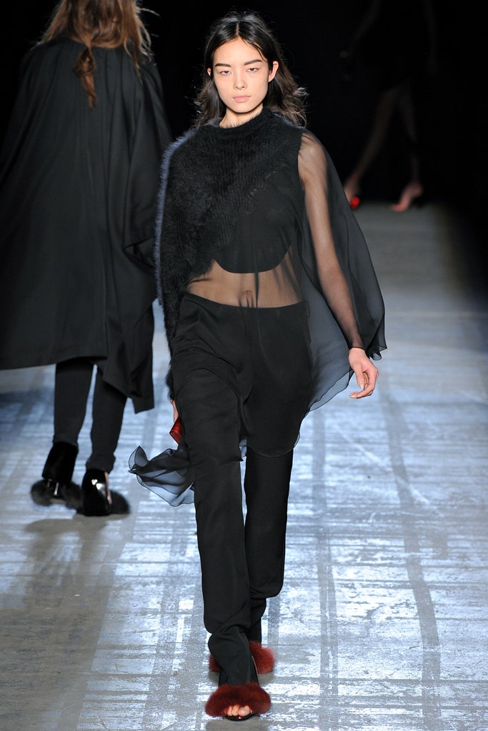 black silk fitted top and pants