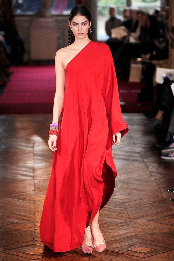 red silk sleeveless gown