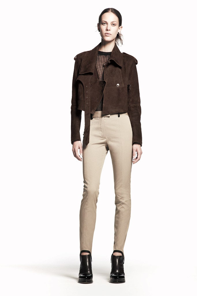brown suede long-sleeve collared fitted zippered jacket