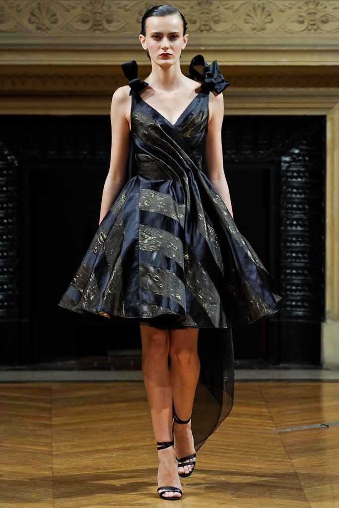 black silk pleated mini dress