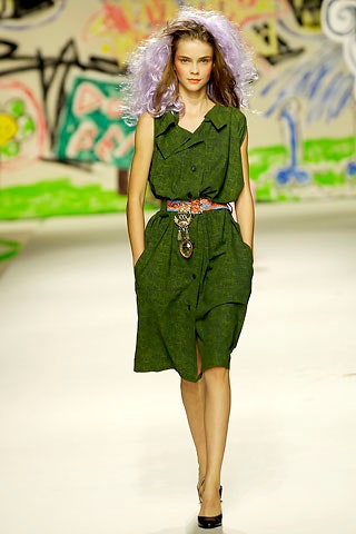 green relaxed collared dress