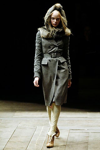 gray wool long-sleeve collared fitted striped belted coat