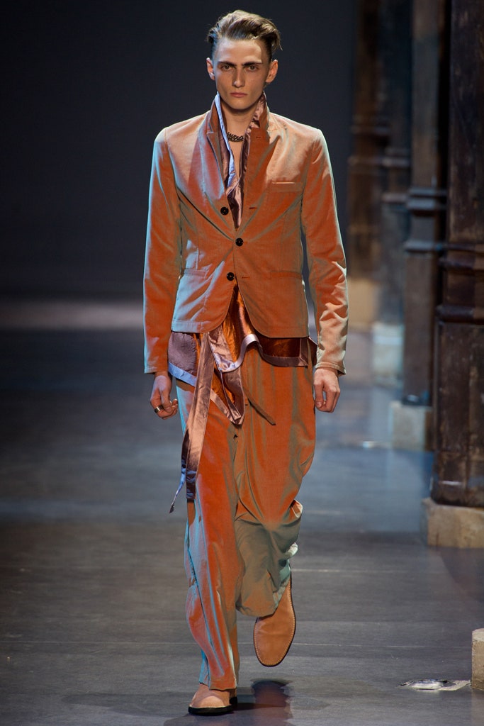 orange and blue tailored suit