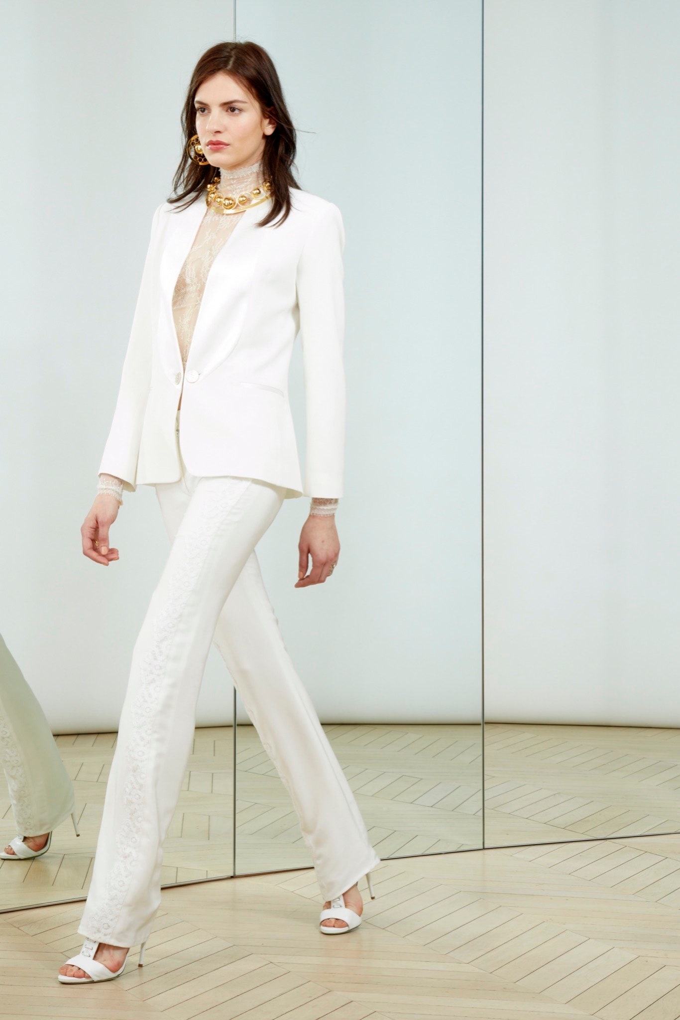 white tailored blazer and pants