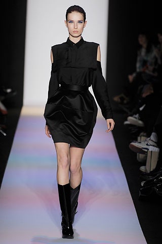 black silk long-sleeve collared fitted pleated mini dress