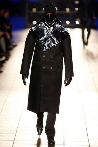 black wool long-sleeve double-breasted structured zippered coat