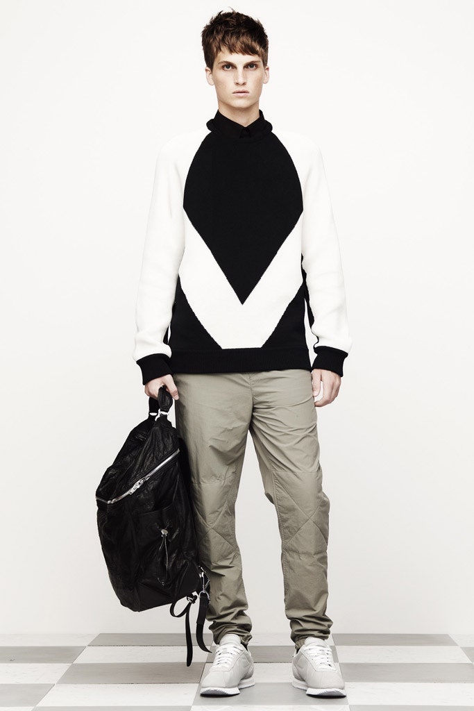 black cotton long-sleeve high-neck fitted color-blocked sweater