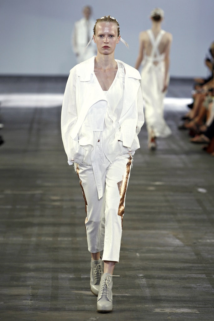 white relaxed jacket and fitted top
