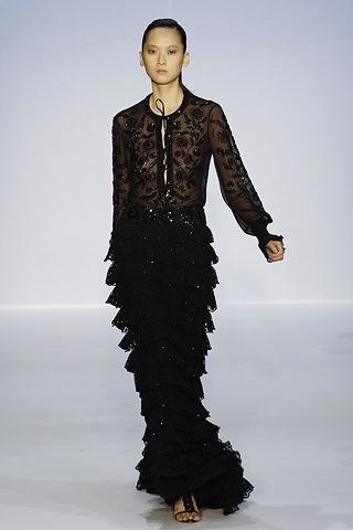 black silk blouse and gown