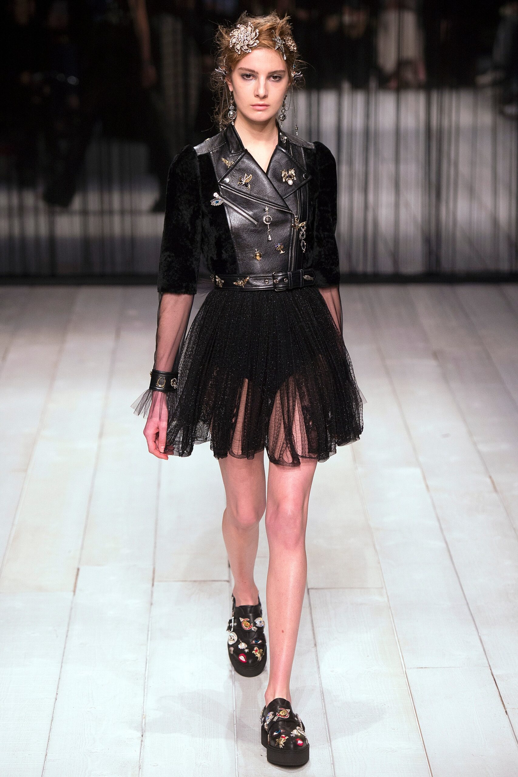 black leather mini dress