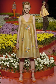 yellow leather embroidered mini dress