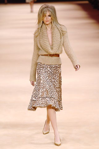 beige wool sweater with flared skirt