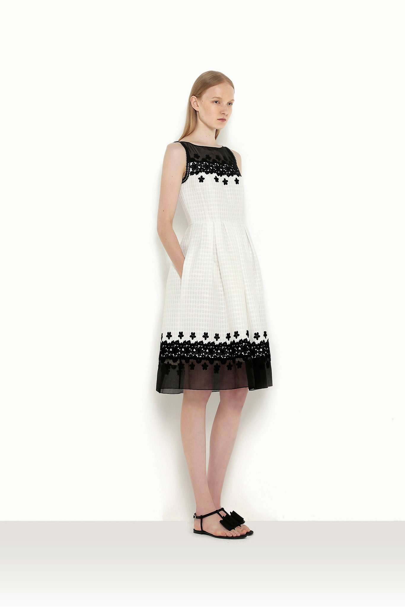 white pleated midi dress