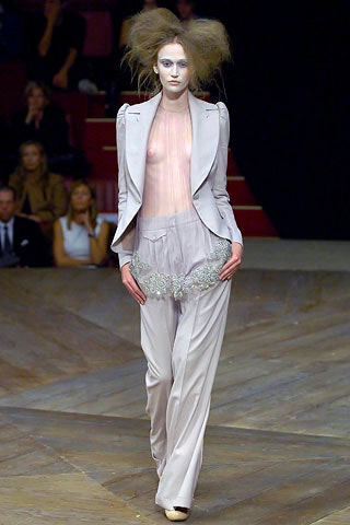 beige silk fitted blazer and pants