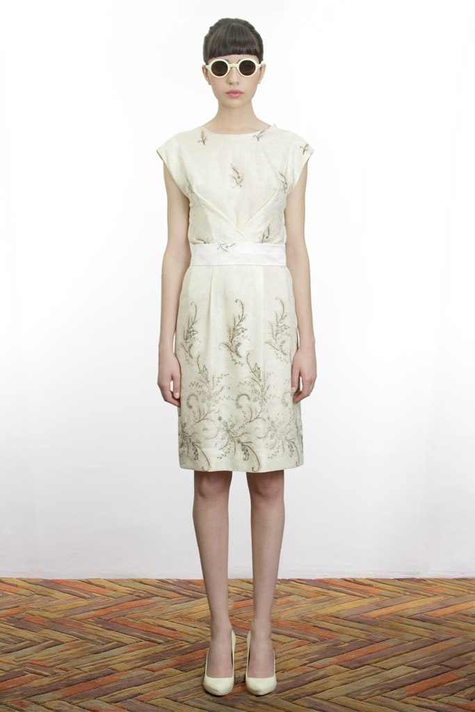 white embroidered short dress