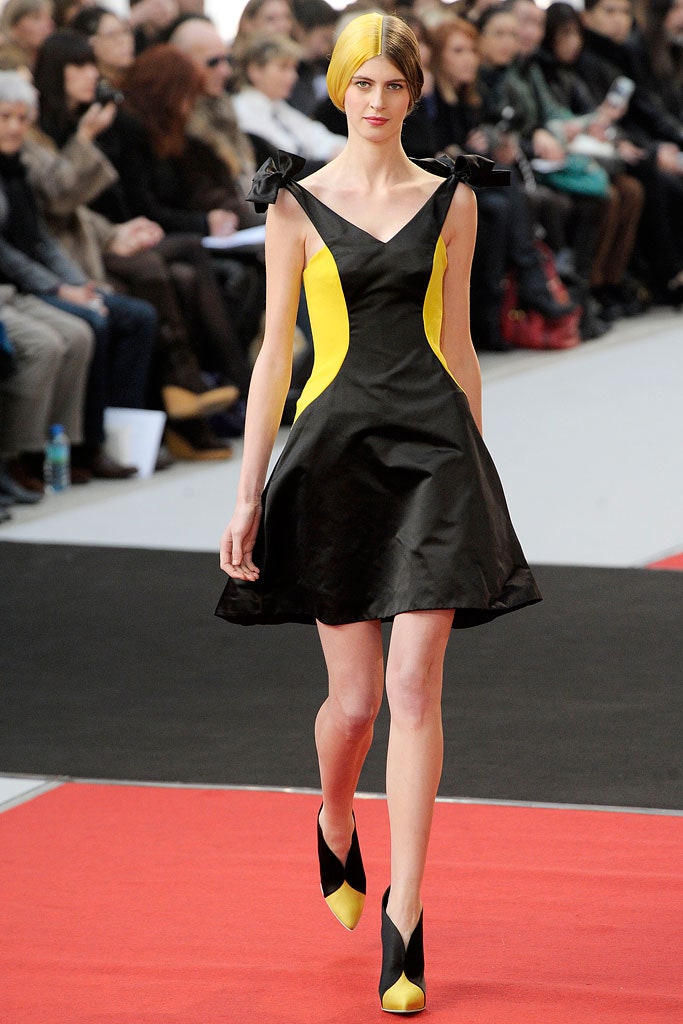 black and yellow silk dress