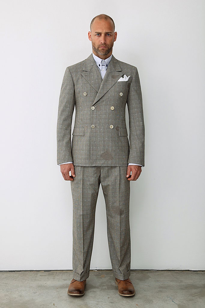 gray tailored suit with white shirt