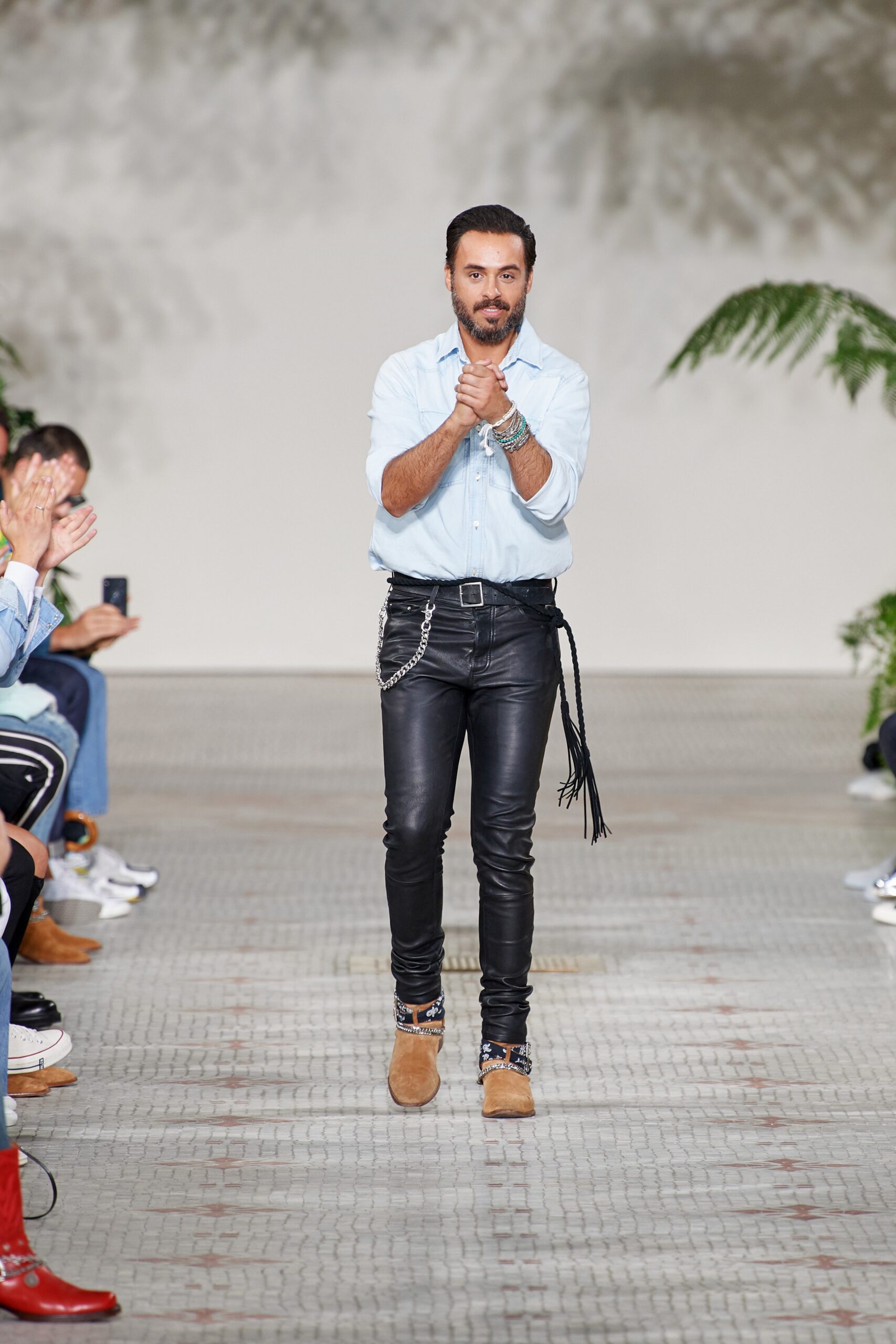 black leather fitted zippered pants